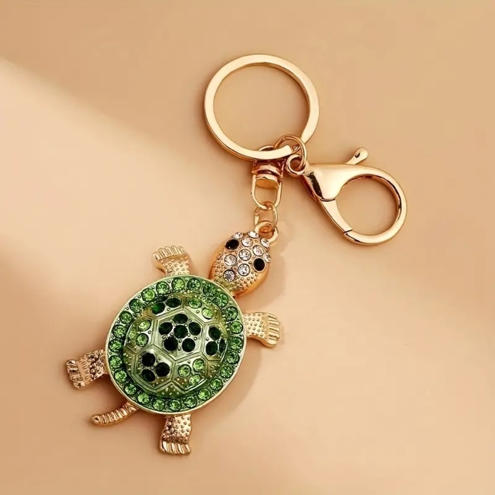 Green Rhinestone Turtle Keychain/Charm - Picture 3 of 4
